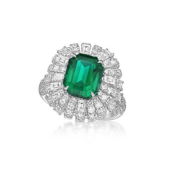 Emerald and Diamond Cocktail Ring